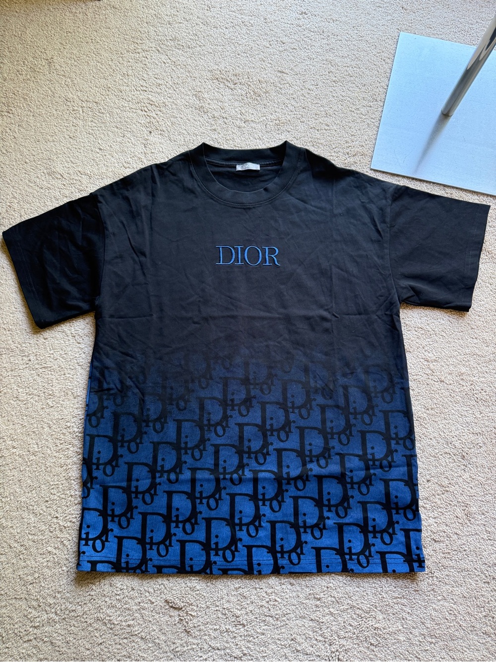 Dior Black T-Shirt with Blue Dior Monogram Gradient